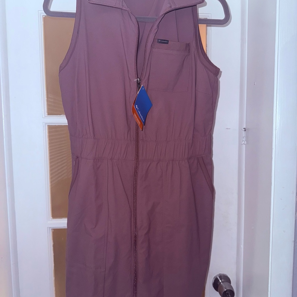 NWT Columbia Leslie Falls Dress Sleeveless Polo Collar Dusty Rose